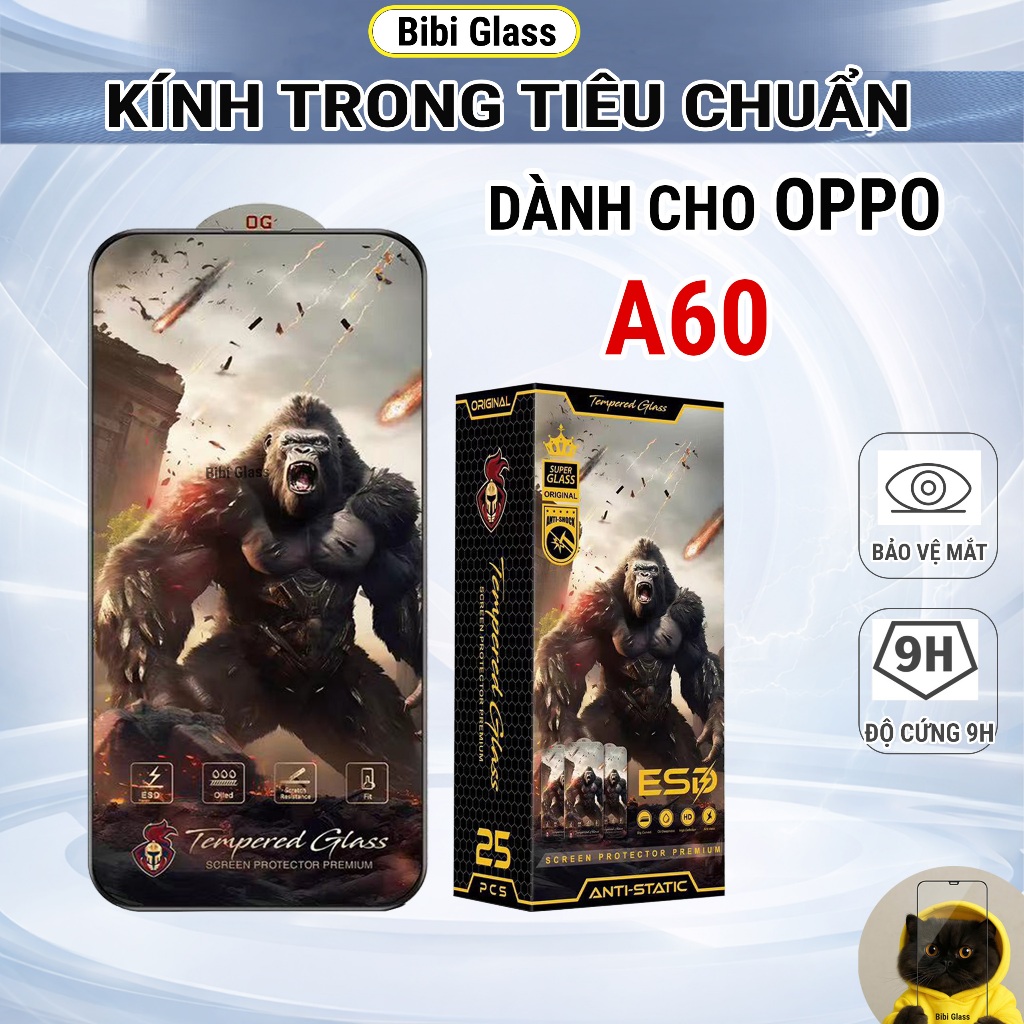 Kính cường lực Oppo A60 cao cấp full màn trong suốt bảo vệ màn hình điện thoại bibi