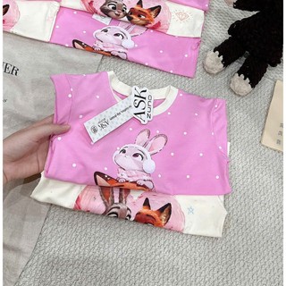 Combo 2 Bộ Đồ Lửng Mặc Nhà Họa Tiết Tim  In Thỏ Cáo Cho Bé Gái 9-33kg