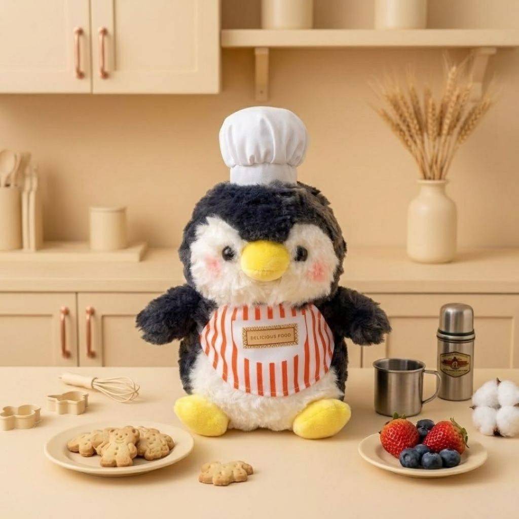 Gấu Bông Động Vật Đầu Bếp Mini Đáng Yêu, Thú Nhồi Bông Gà,Voi,Vịt,Cừu,Teddy Lông Xù Mềm Mại Quà Tặng Cho Bé