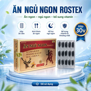 Viên Uống ĂN NGỦ NGON ROSTEX Tăng Cảm Giác Thèm Ăn, Dễ Ngủ, Bổ Sung Khoáng Chất, Vitamin Tổng Hợp - Hộp 30 Viên