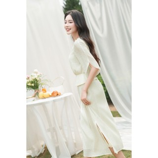 Áo Kiểu Nữ LAMER FASHION Cổ Tròn Tay Cánh Tiên Phối Chân Váy Dáng A Xẻ Tà 2 Lớp Thanh Lịch GMMH L61B26H055, L62R26H015