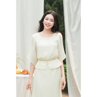 Áo Kiểu Nữ LAMER FASHION Cổ Tròn Tay Cánh Tiên Phối Chân Váy Dáng A Xẻ Tà 2 Lớp Thanh Lịch GMMH L61B26H055, L62R26H015