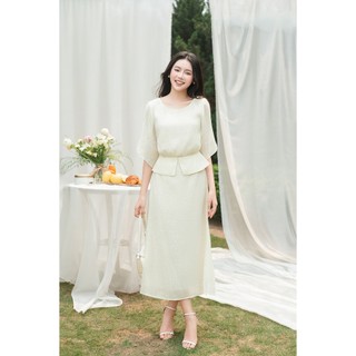 Áo Kiểu Nữ LAMER FASHION Cổ Tròn Tay Cánh Tiên Phối Chân Váy Dáng A Xẻ Tà 2 Lớp Thanh Lịch GMMH L61B26H055, L62R26H015