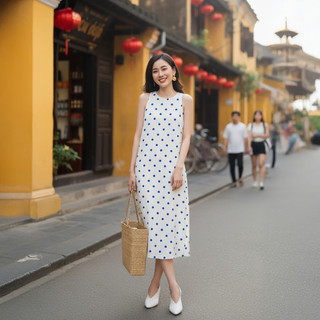 Váy nữ NgocHuyen, Váy nữ thiết kế dáng suông in họa tiết sang trọng, chất liệu Lụa mago cao cấp, không nhăn