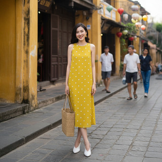 Váy nữ NgocHuyen, Váy nữ thiết kế dáng suông in họa tiết sang trọng, chất liệu Lụa mago cao cấp, không nhăn