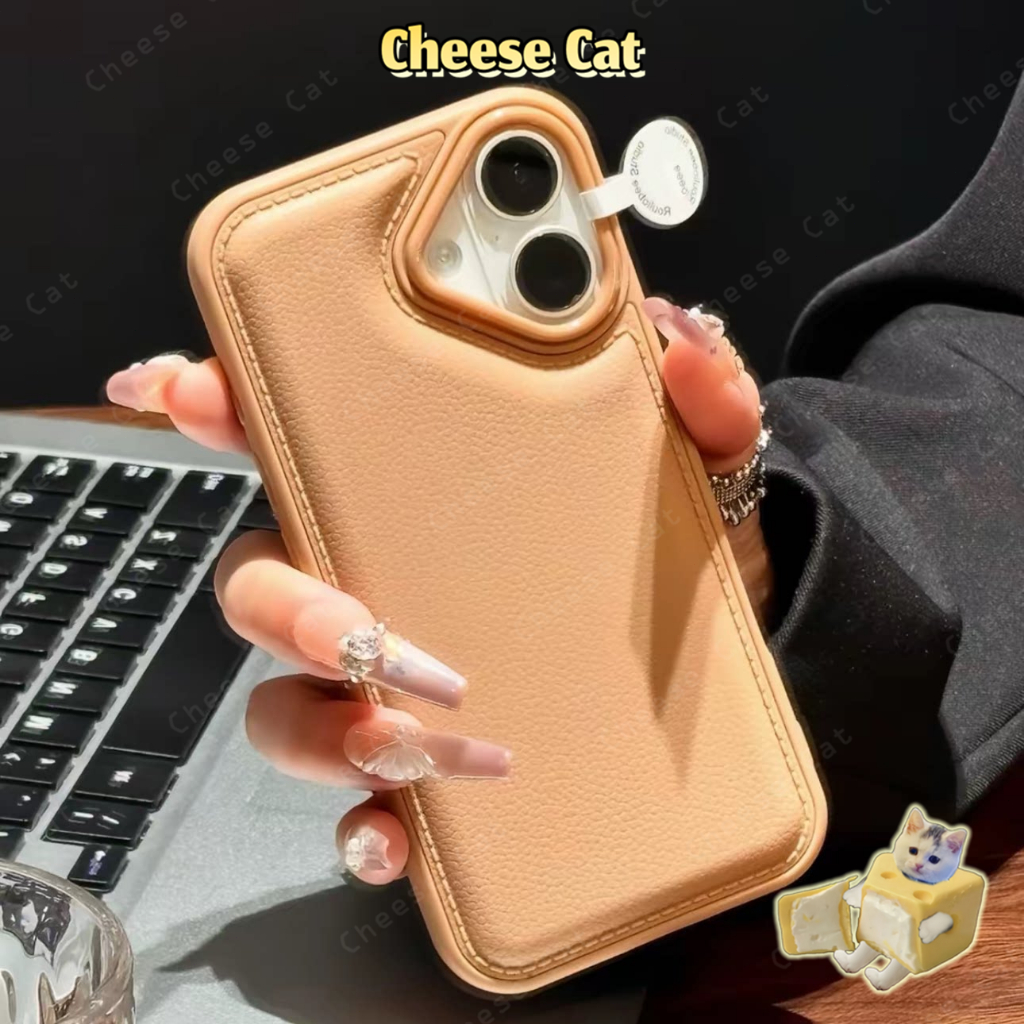 Ốp điện thoại da phồng màu nâu cho iPhone 11 12 13 14 15 16 17 Pro Max XR Xs Max 7 8 Plus