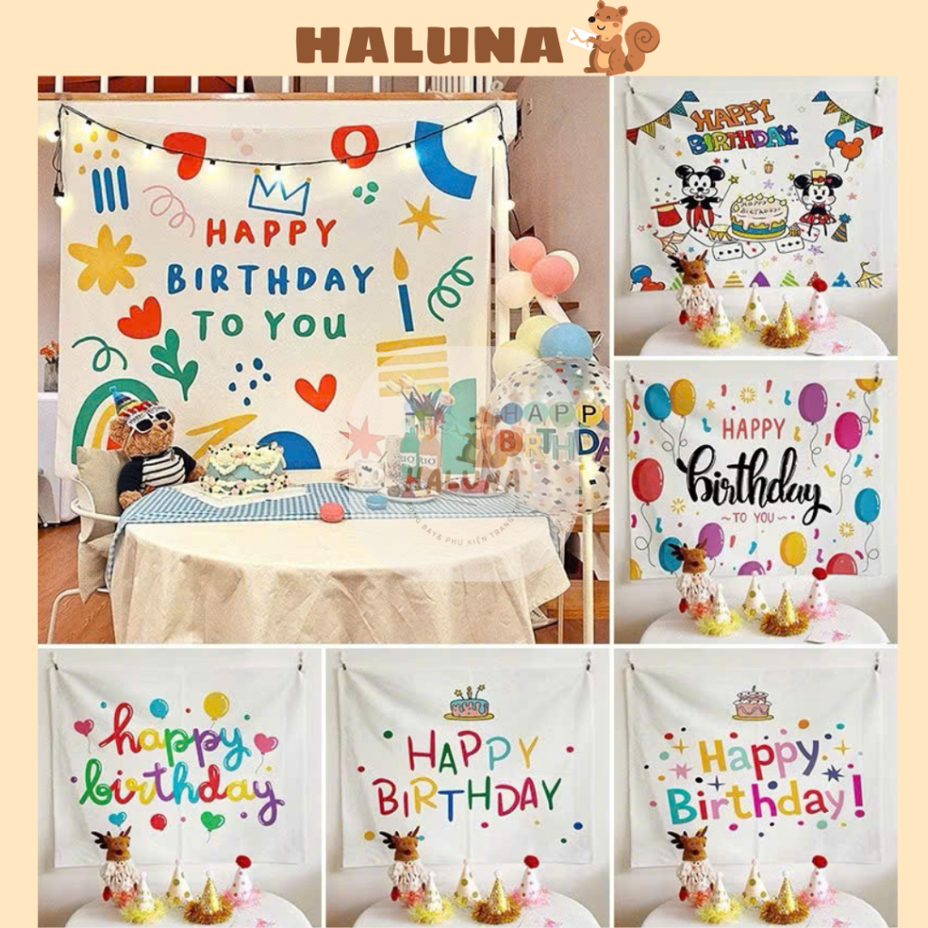 Banner Sinh Nhật - Thảm Vải, Phông Nền Treo Tường Trang Trí Sinh Nhật Kiểu Hàn Quốc