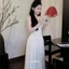 Đầm hai dây chun eo GUMIN thiết kế cúp ngực thắt dây vai dáng maxi dài bo chun eo sang chảnh thanh lịch