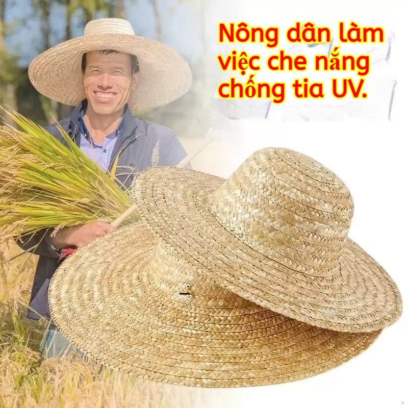 Mũ Nón Lưỡi Trai Chống Nắng Nam Rơm Vành Rộng 12cm UV Thoáng Mát Nghề Nghiệp Du Lịch