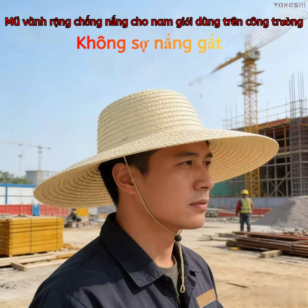 Mũ Nón Lưỡi Trai Chống Nắng Nam Rơm Vành Rộng 12cm UV Thoáng Mát Nghề Nghiệp Du Lịch