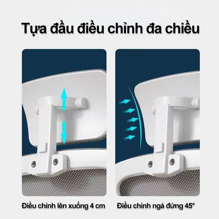Ghế văn phòng thoải mái: Hỗ trợ thắt lưng, đầu tựa điều chỉnh, tay vịn linh hoạt