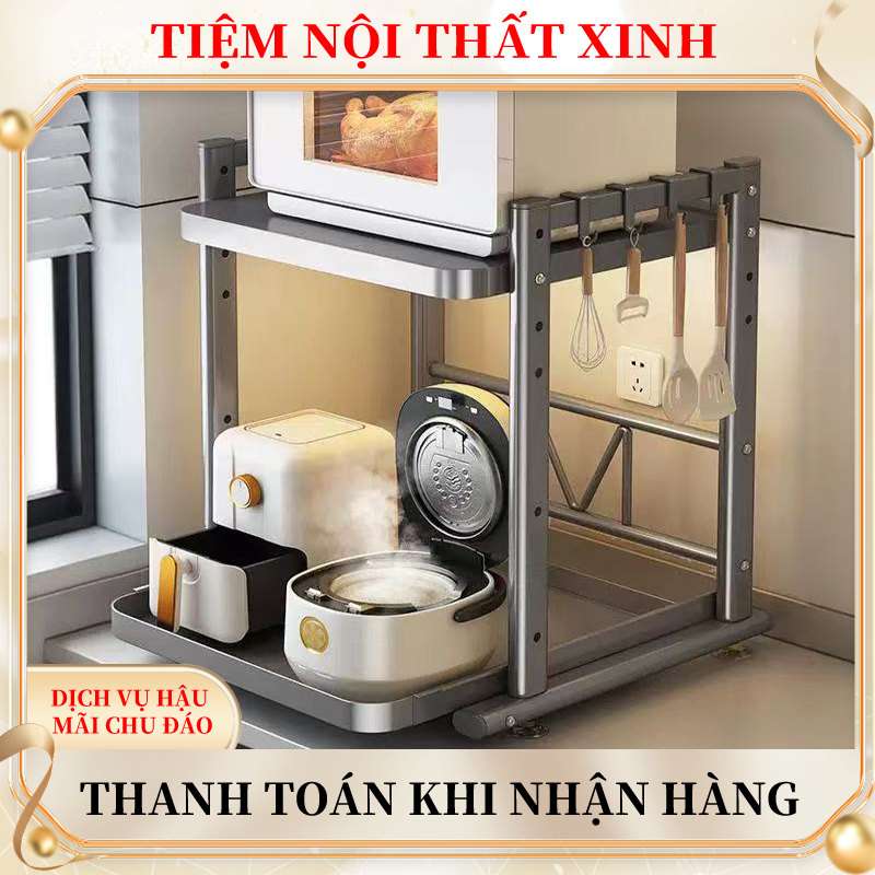 Kệ Lò Vi Sóng 2/3 tầng Kệ Để Đồ Nhà Bếp để nồi cơm điện Chịu nhiệt độ cao tăng chỉnh tùy ý