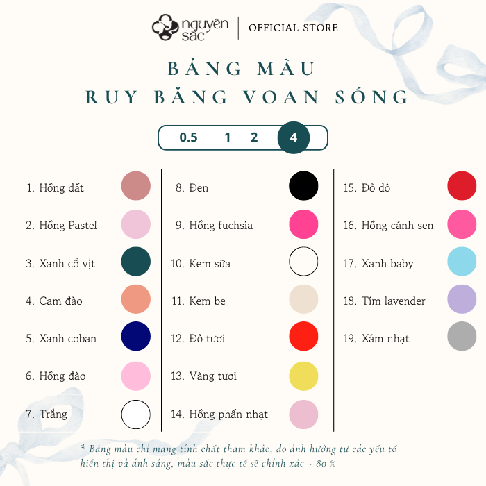 Ruy Băng Voan Sóng Không Lõi 4cm 9m Nhiều Màu - Ruy Băng Trang Trí Gói Quà, Buộc Nơ, Bó Hoa, Deco