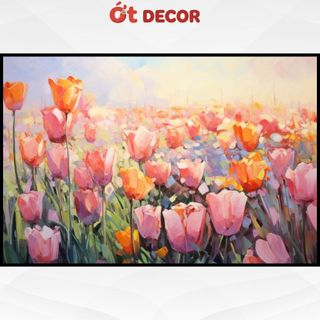 Tranh Dán Tường Hoa Tulip Nghệ Thuật Decal Trang Trí Phòng Khách, Phòng Ngủ Cao Cấp Sắc Nét-Ớt Decor