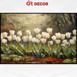Tranh Dán Tường Hoa Tulip Nghệ Thuật Decal Trang Trí Phòng Khách, Phòng Ngủ Cao Cấp Sắc Nét-Ớt Decor