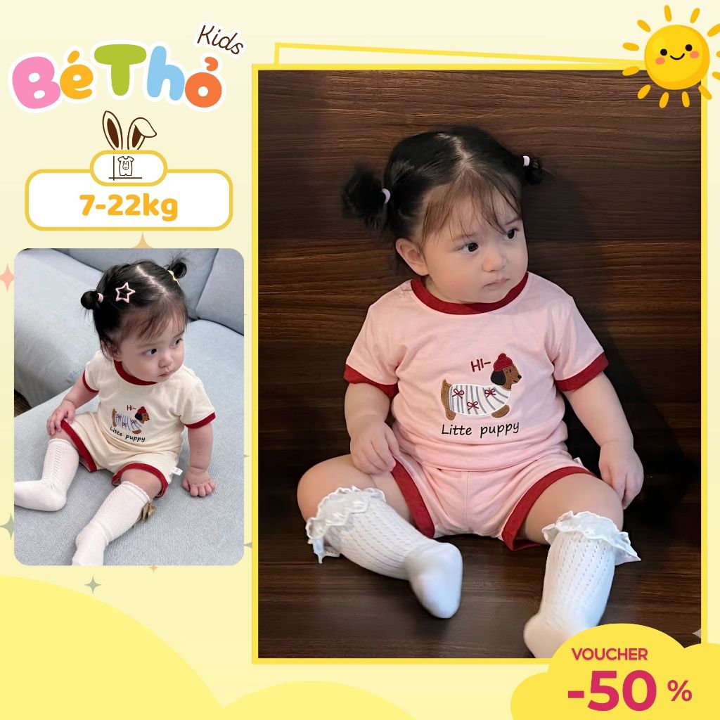 ( COMBO 1 - 2 - 3 ) BỘ QUẦN ÁO MẪU Litle Puppy TRẺ EM NHÍ SZ 7 - 22 kg QUẦN ÁO TRẺ EM MÀU HÈ 2026