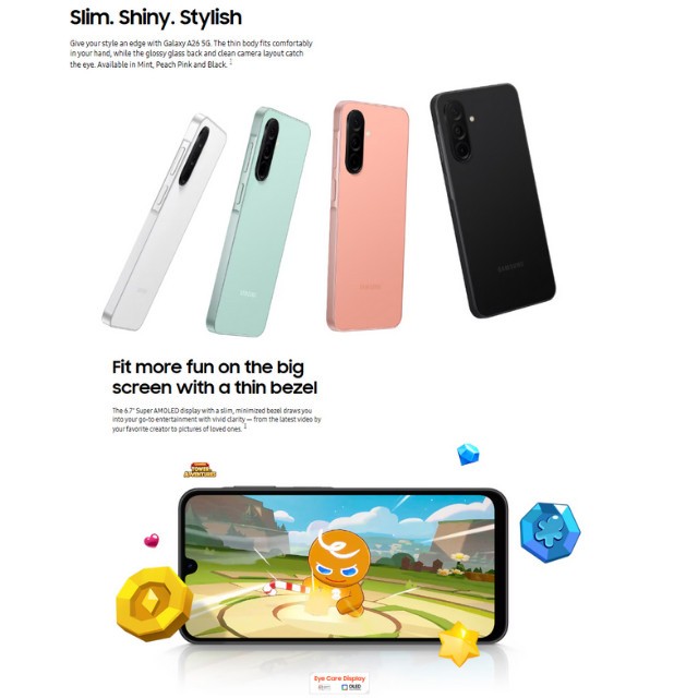 Samsung A26 5G 8GB+256GB | Màn hình 6.7" FHD+ Super AMOLED | Camera 50MP | Kháng nước IP67