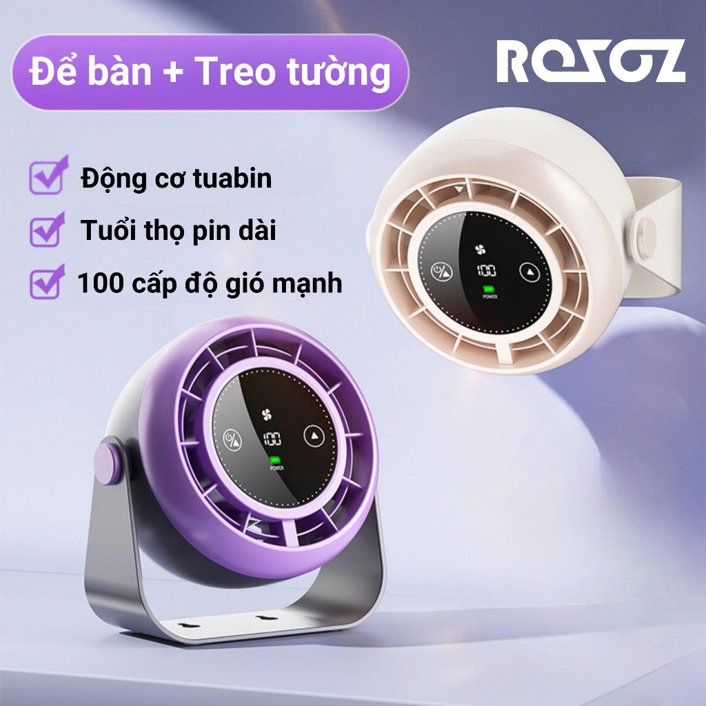 Quạt Tích Điện 100 Cấp Gió , Để Bàn Treo Tường, Màn Hình LCD, Pin Khỏe , Gió Mạnh Siêu Mát