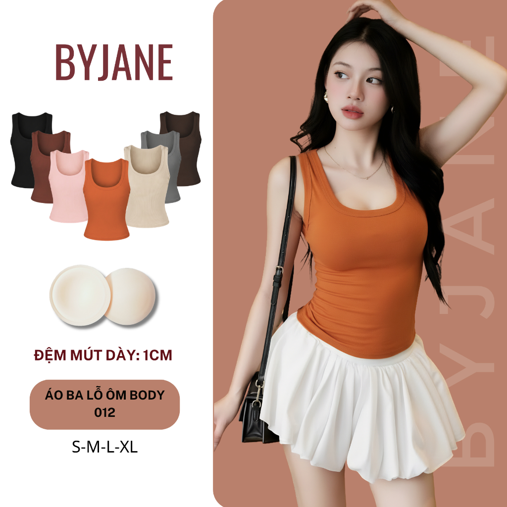 ( KÈM MÚT) Áo ba lỗ nữ cotton mát BYJANE ( Từ 39kg-62Kg) áo 2 dây bản to, áo tanktop co dãn 4 chiều phù hợp đi tập-012