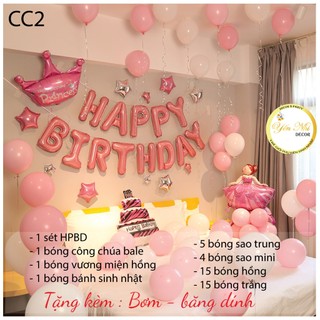 Set bóng bay sinh nhật bé gái – Combo trang trí thôi nôi, đầy đủ phụ kiện Yến Nhi Shop