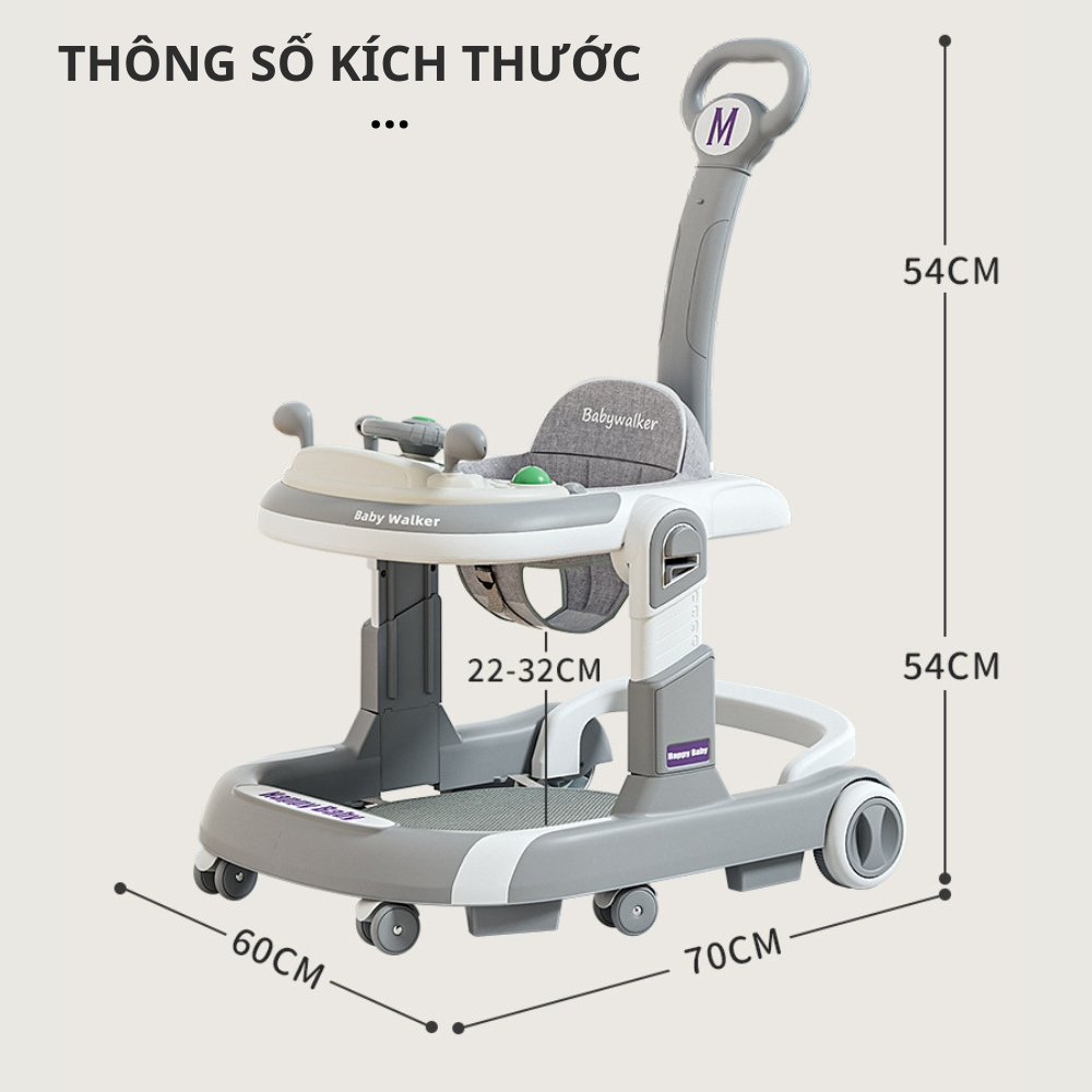 💥FREESHIP💥 Xe tập đứng cho bé, xe tập đi chữ U cao cấp Babyhope cho bé có cần đẩy điều chỉnh độ nghiêng dễ dàng
