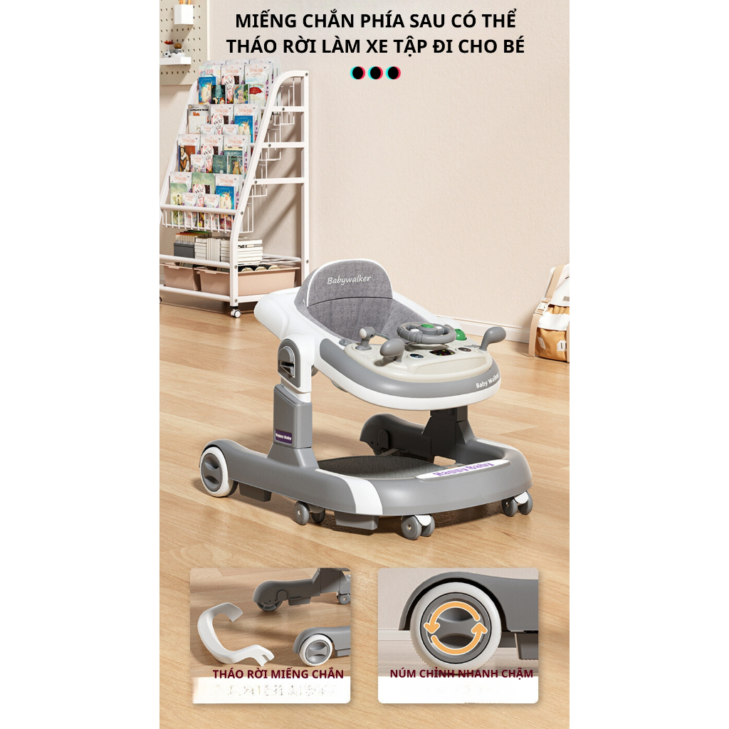 💥FREESHIP💥 Xe tập đứng cho bé, xe tập đi chữ U cao cấp Babyhope cho bé có cần đẩy điều chỉnh độ nghiêng dễ dàng