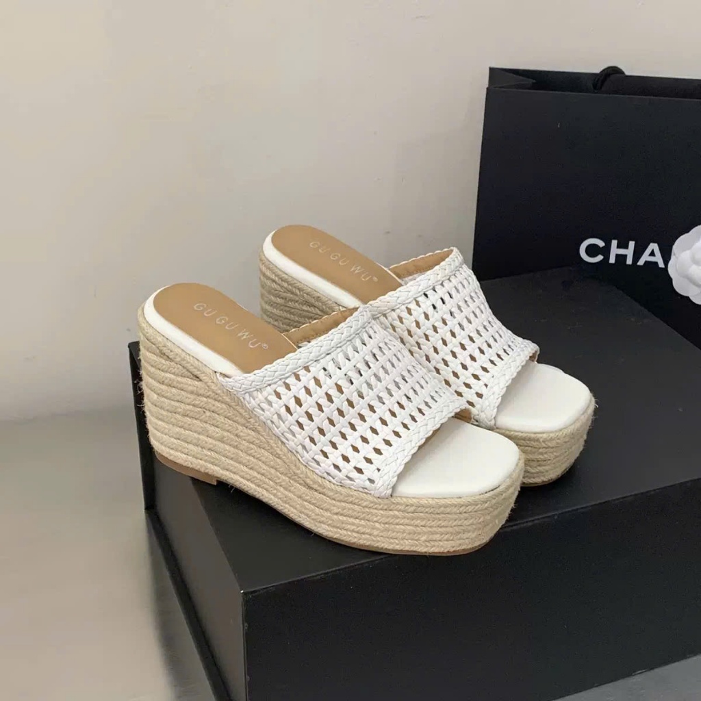 Dép Cao Gót Nữ Mũi Tròn Đế Cao Su Chống Trơn Trượt Cao 5cm – Quai Mềm Không Cấn Chân, Dễ Đi H006 - NT SHOES
