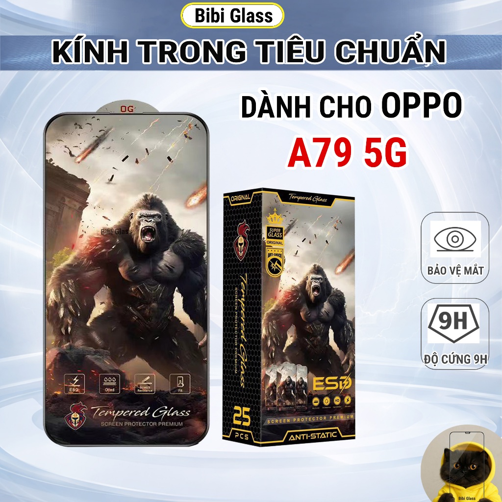 Kính cường lực Oppo A79 5G chiến binh full màn chống bám vân tay bảo vệ màn điện thoại Miếng dán màn