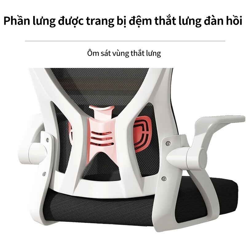 Lưng lưới 3D thoáng khí, tựa đầu, nâng đỡ hoàn hảo, tay vịn gập linh hoạt, xoay di chuyển nhẹ nhàng.