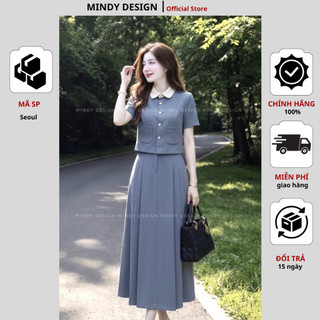 Seoul - Set váy nữ áo vest chân váy xòe xếp li - Thiết kế công sở cao cấp Mindy Design