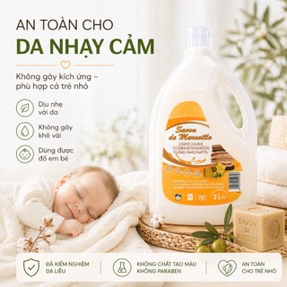 Nước giặt thiên nhiên Savon De Marseille 3L Bỉ – Dịu nhẹ da nhạy cảm, sạch sâu, thơm nhẹ chuẩn EU