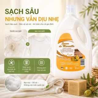 Nước giặt thiên nhiên Savon De Marseille 3L Bỉ – Dịu nhẹ da nhạy cảm, sạch sâu, thơm nhẹ chuẩn EU