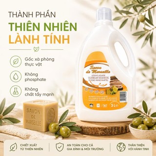 Nước giặt thiên nhiên Savon De Marseille 3L Bỉ – Dịu nhẹ da nhạy cảm, sạch sâu, thơm nhẹ chuẩn EU