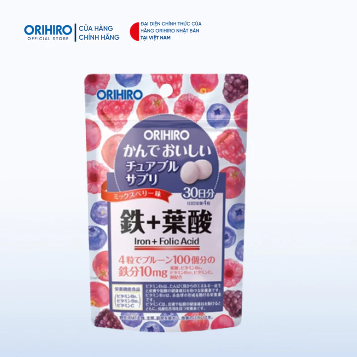 Viên bổ sung Sắt và Folic Acid Orihiro dạng túi 120 viên/túi