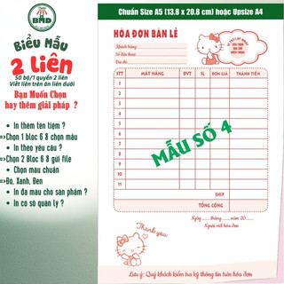 Hoá đơn bán lẻ 2 liên-Bloc 2 (in sẵn) & Bloc 6 (chọn mẫu in tên) hoặc theo thiết kế