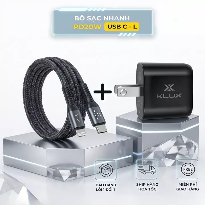 Bộ Sạc Nhanh PD20W - Củ Sạc Nhanh 20W, Dây Sạc Nhanh Type C to L 20W, Dây Sạc Type C-C Tối Đa 60W Sạc Chính Hãng