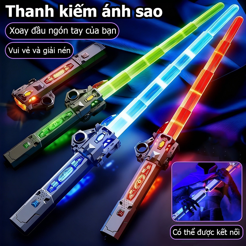 Laser Sword Star Wars có thể thu vào phát sáng Sword Hai lưỡi 7 màu Flash với âm thanh Đồ chơi trẻ em Có thể sạc lại