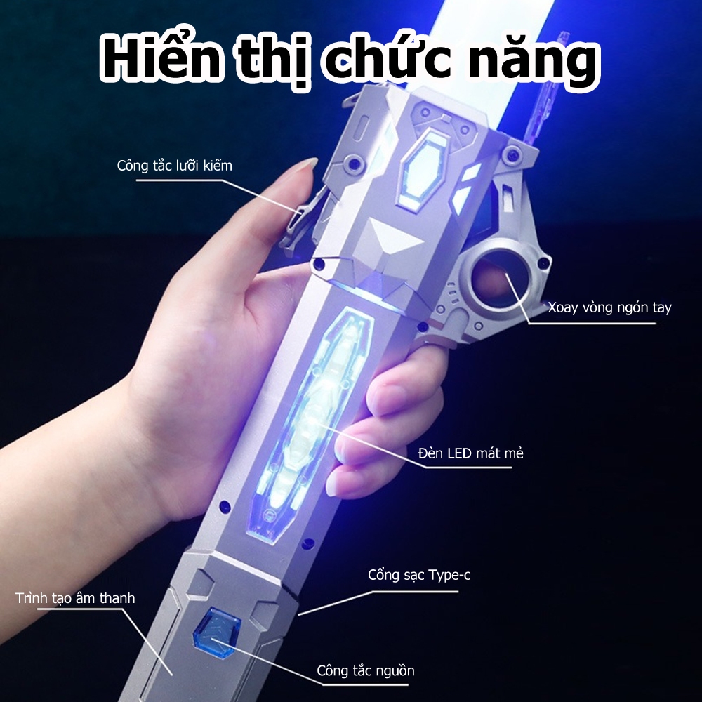 Laser Sword Star Wars có thể thu vào phát sáng Sword Hai lưỡi 7 màu Flash với âm thanh Đồ chơi trẻ em Có thể sạc lại