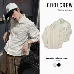 Áo Sơ Mi Trắng Kẻ Sọc 𝐂𝐎𝐎𝐋𝐂𝐑𝐄𝐖 Dài Tay Cotton Cao Cấp Form Regular Phong Cách Thời Trang Hàn Quốc AMD105