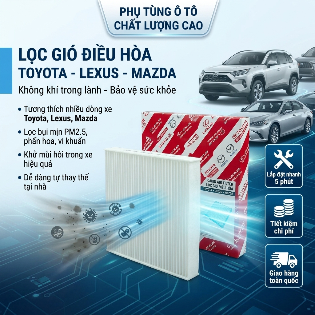 Lọc gió điều hòa cho Toyota Altis Innova Fortuner Camry Corolla Cross lọc khử mùi (87139-58010)