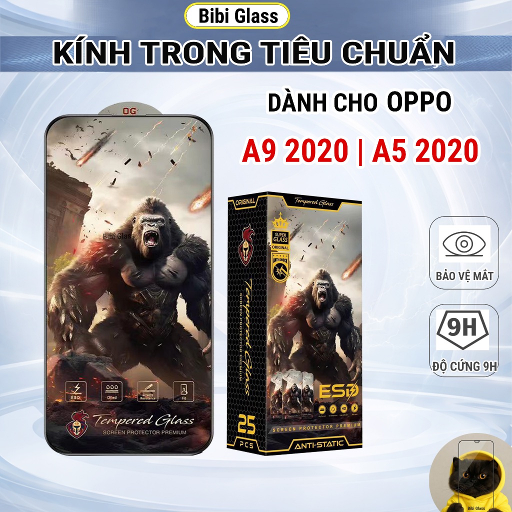 Kính cường lực Oppo A5 2020, A9 2020 cao cấp full màn trong suốt bảo vệ màn hình điện thoại bibi