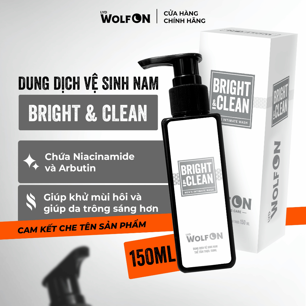 Dung Dịch Vệ Sinh Nam Giới LYD Wolf ON Bright & Clean Dưỡng Sáng Niacinamide, Sạch, Thơm 95ml 150ml