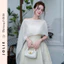 Váy Xòe Gấm Hoa Nổi Phối Choàng Voan Tơ Cao Cấp - JOLIE