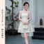 Váy Xòe Gấm Hoa Nổi Phối Choàng Voan Tơ Cao Cấp - JOLIE