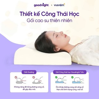Gối cao su công thái học Vua Nệm Goodnight Tofu cho mẹ sau sinh, Gối cao su non cao cấp thoáng mát