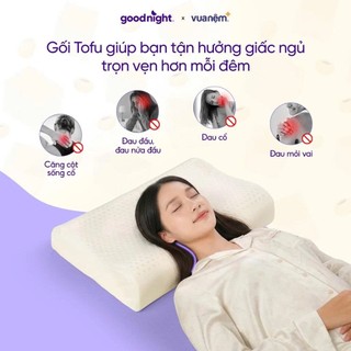 Gối cao su công thái học Vua Nệm Goodnight Tofu cho mẹ sau sinh, Gối cao su non cao cấp thoáng mát