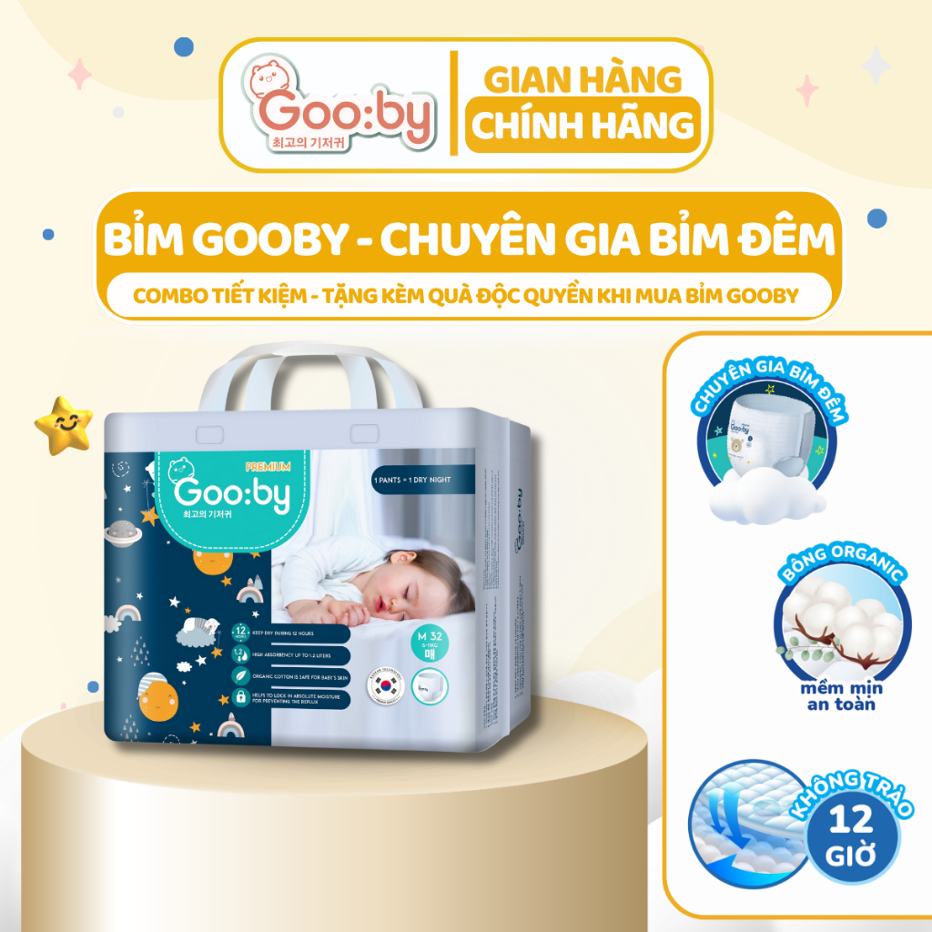 [ Không Quà ] 1 Bịch Tã/Bỉm Dán và Quần Gooby Đêm Siêu Thấm Hút, Đủ Size Cho Bé Từ NB-3XL