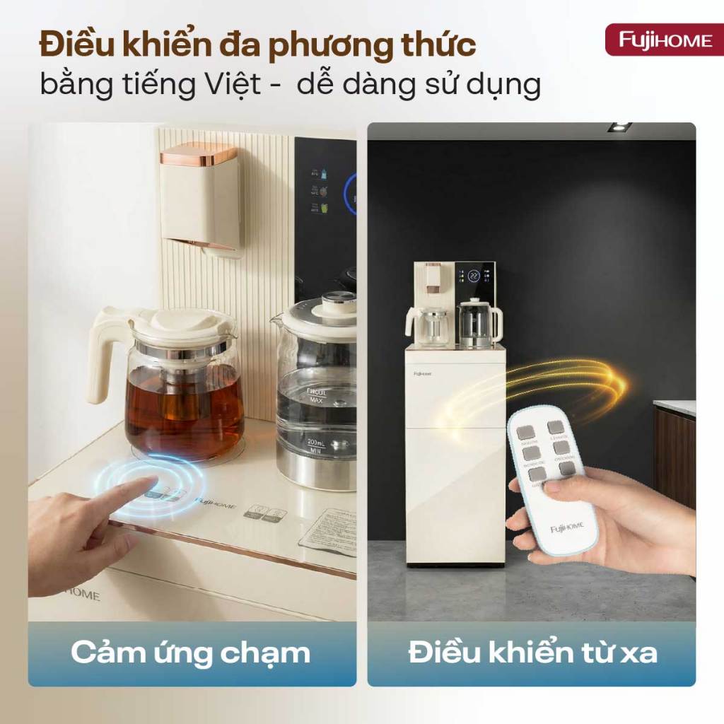 Máy nước nóng lạnh thông minh tích hợp bàn trà Nhập Khẩu FUJIHOME TB238N-UV, cây nước hiện đại