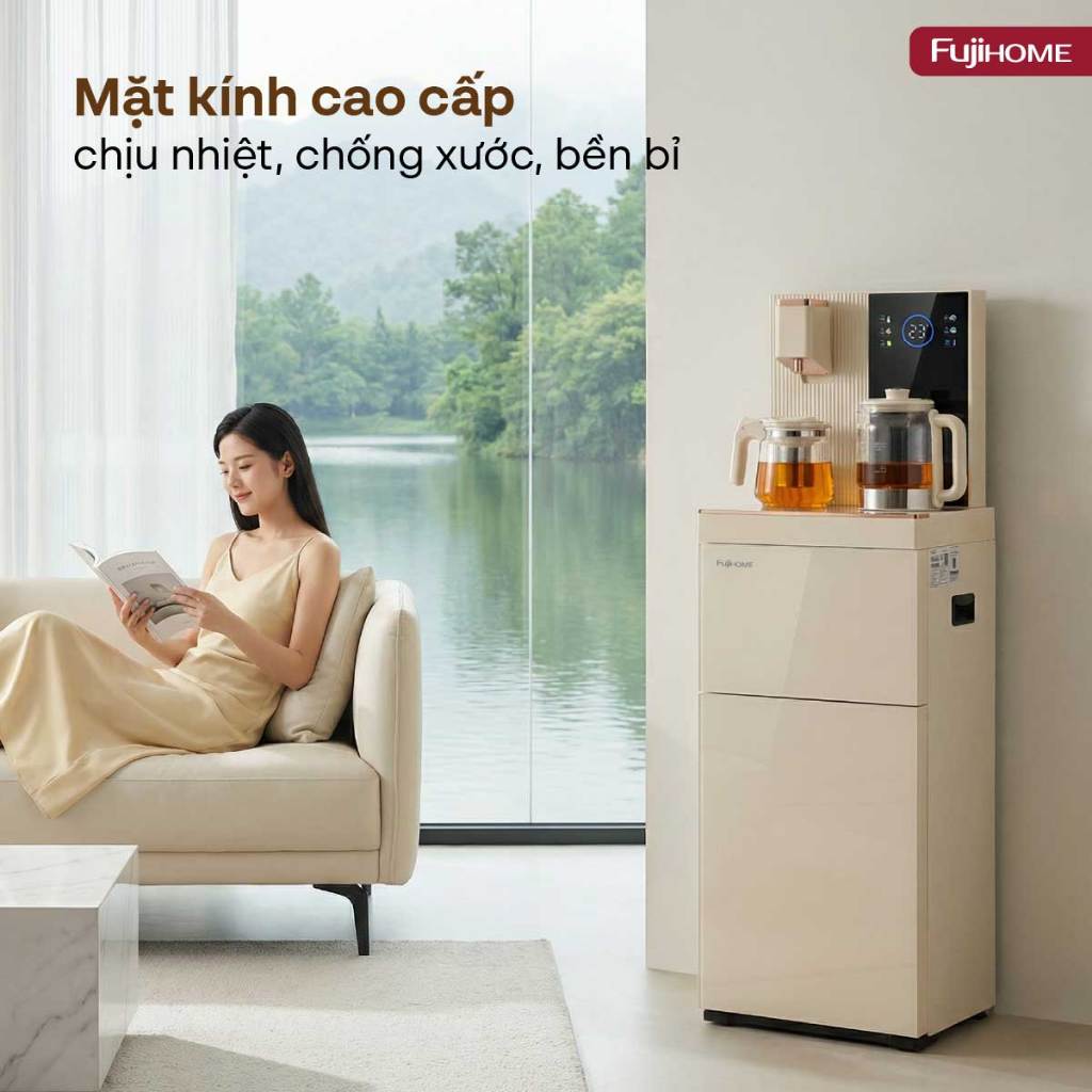 Máy nước nóng lạnh thông minh tích hợp bàn trà Nhập Khẩu FUJIHOME TB238N-UV, cây nước hiện đại