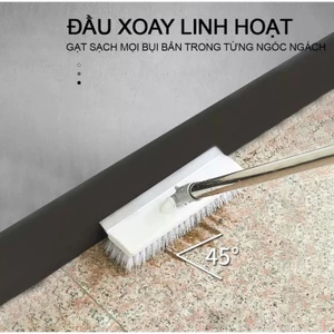Cây Chà Sàn Nhà Tắm 2in1 Kèm Gạt Nước Màu Trắng, Chổi Cọ Sàn Lông Cứng Cán Dài